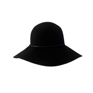 NWT Phenix Black Wool Fedora Hat Leather Trim One Size Nordstrom
